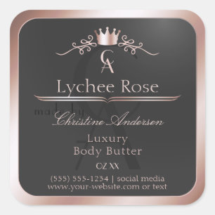 Anthracite Product Label Rose Gold Frame Monogram
