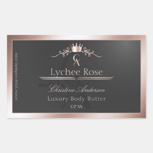 Anthracite Product Label Rose Gold Frame Monogram