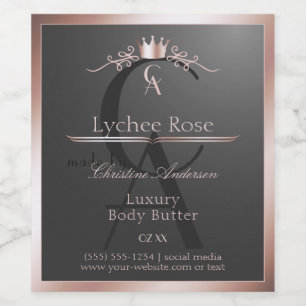 Anthracite Product Label Rose Gold Frame Monogram