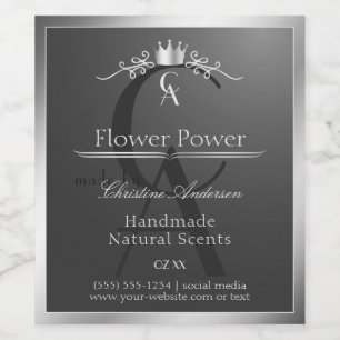 Anthracite Product Label Silver Frame and Monogram