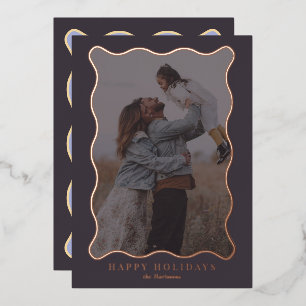 Anthracite Purple Wavy Frame Holiday Photo card