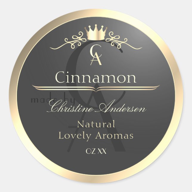 Anthracite with Gold Border Monogram Product Label (Front)