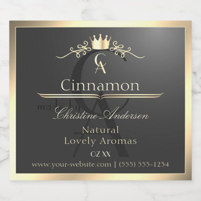 Anthracite with Gold Border Monogram Product Label (Single Label)