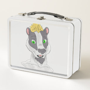 Anthro badger face metal lunch box