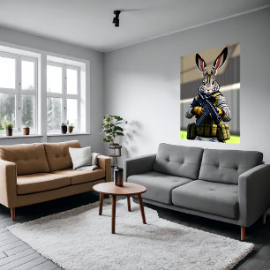 Anthropomorphic bunny  soldier   AI Art Poster