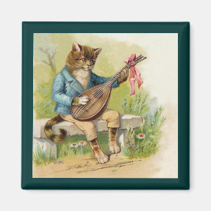 Anthropomorphic Cat Playing Mandolin Magnet