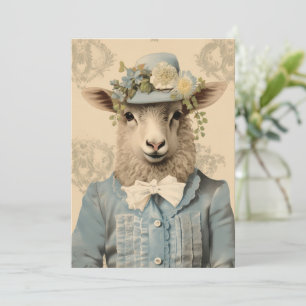 Anthropomorphic Easter Sheep Holiday Card