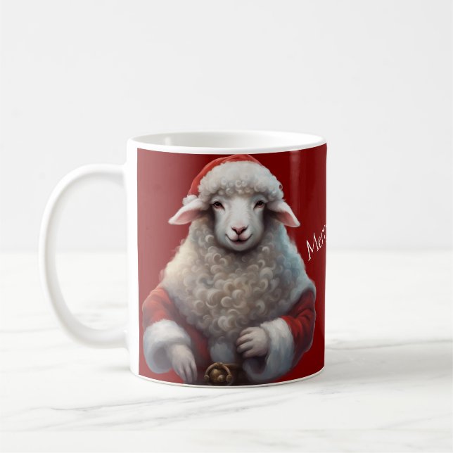 Anthropomorphic Lamb in a Santa suit Coffee Mug (Left)