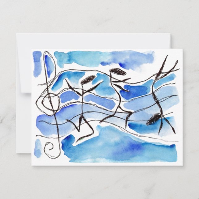 Anthropomorphic Musical Notes Blank Invitations (Front)