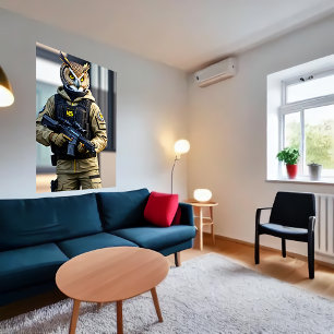 Anthropomorphic owl soldier AI Art Poster