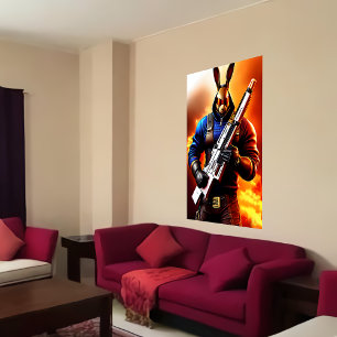 Anthropomorphic rabbit Soldier   AI Art Poster