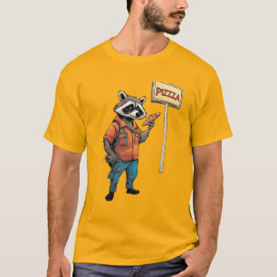 Anthropomorphic Raccoon eating pizza in an alley T-Shirt