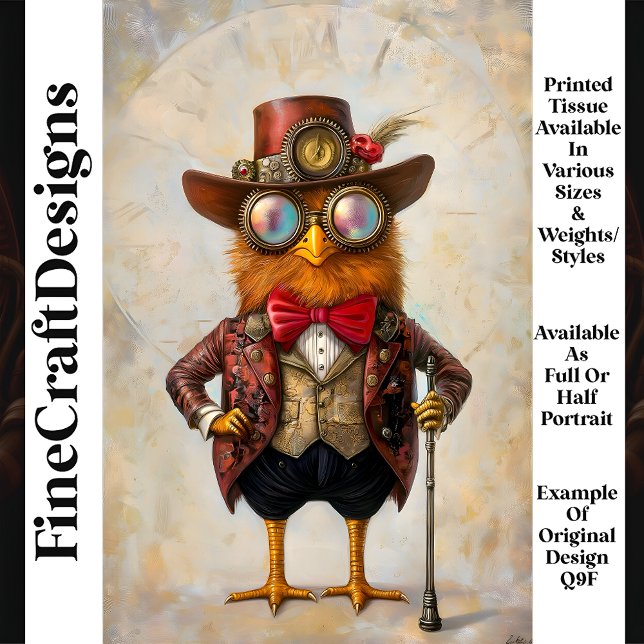 Anthropomorphic Steampunk Chicken Q9F Decoupage Tissue Paper (Creator Uploaded)