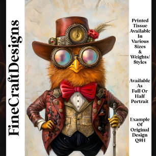 Anthropomorphic Steampunk Chicken Q9H Decoupage Tissue Paper