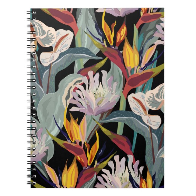 Anthurium and strelitzia seamless vintage pattern. notebook (Front)