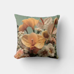 Anthurium and Tropical Floral Arrangement Throw Pillow