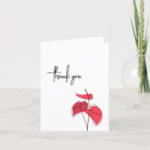 Anthurium • Floral Line Drawing • Casual Modern Thank You Card
