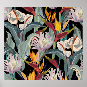 Anthurium Strelitzia: Tropical Vintage Splendour. Poster