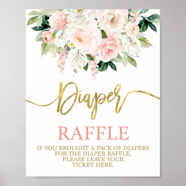 Anthurium watercolor floral Diaper Raffle sign (Front)