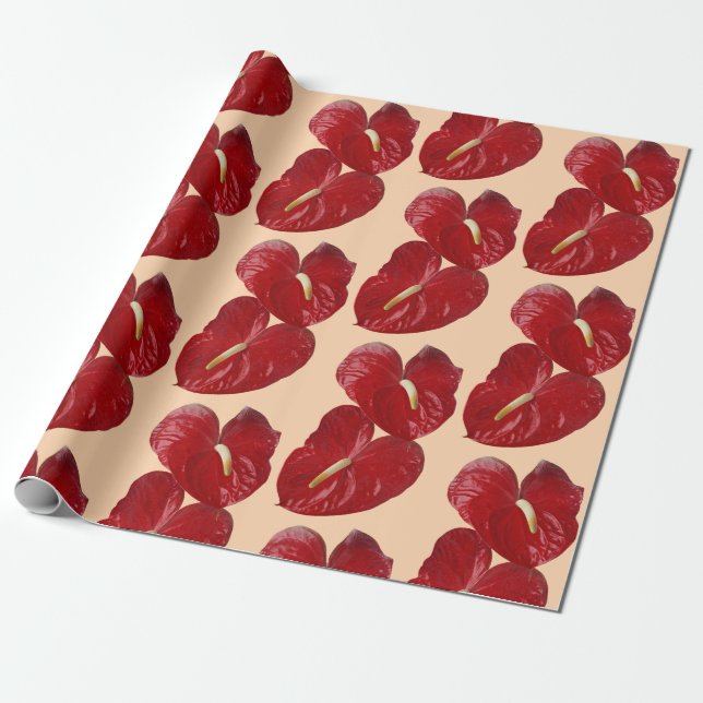 Anthuriums customizable background wrapping paper (Unrolled)