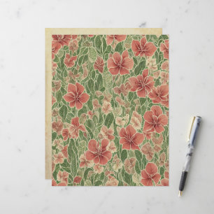 Anthuriums flowers vintage ephemera pattern letterhead
