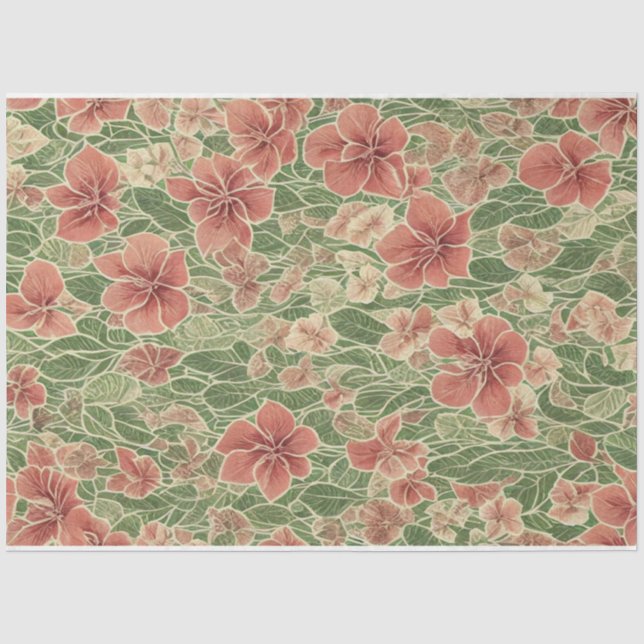 Anthuriums flowers vintage ephemera pattern tissue paper (Front)
