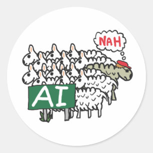Anti AI Classic Round Sticker