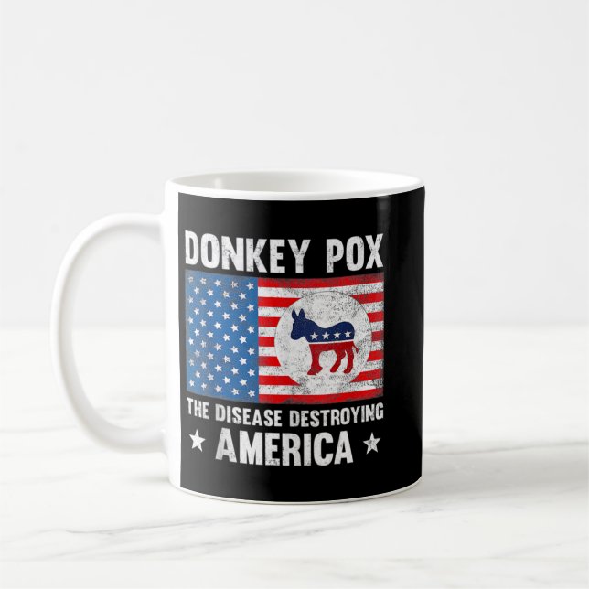 Anti Biden The Disease Destroying America Donkey P Coffee Mug (Left)