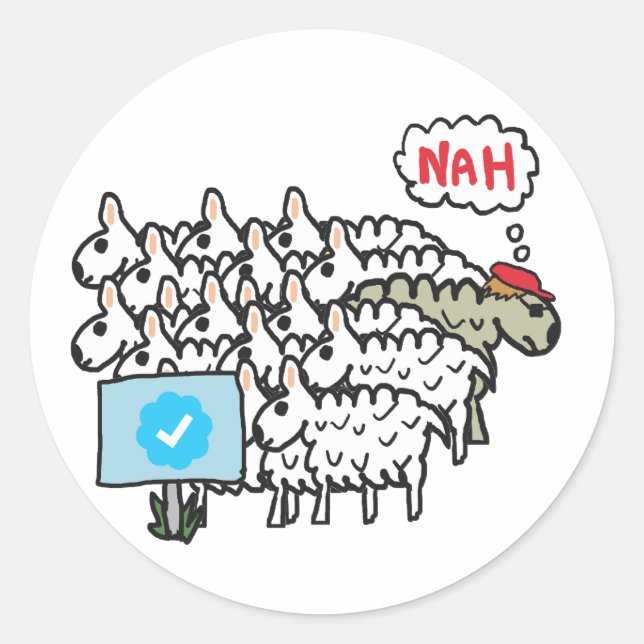 Anti Blue Check Mark Classic Round Sticker (Front)