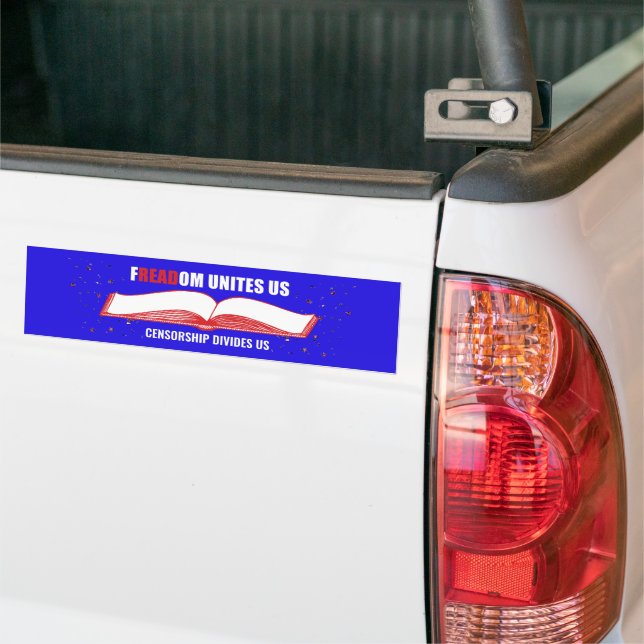 Anti Book Banning Blue Bumper Sticker (On Truck)