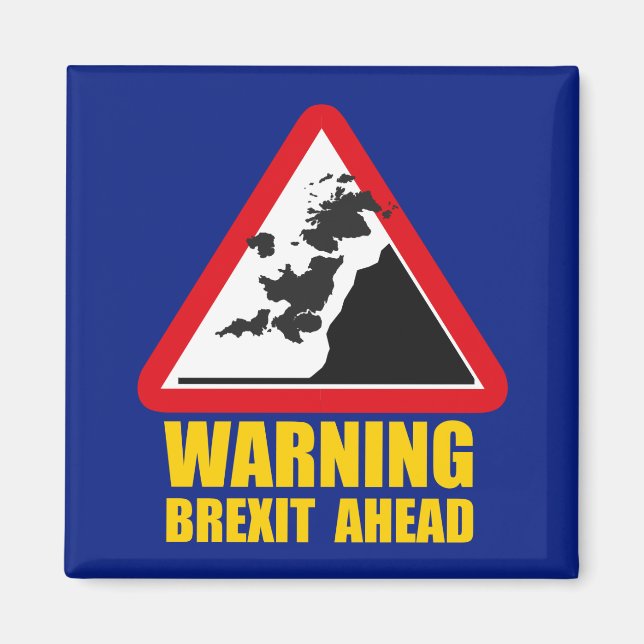 ANTI BREXIT, falling Britain warning road sign: Magnet (Front)