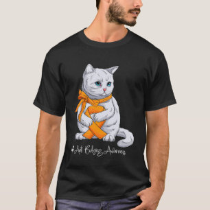 Anti Bullying Awareness Month Orange Ribbon Cat T-Shirt