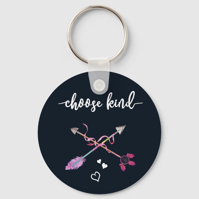 Anti Bullying, Choose Kind. Be Kind. Tribal Art Keychain (Front)