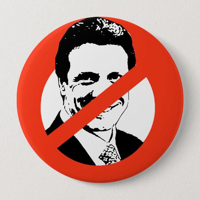 ANTI-CUOMO 4 INCH ROUND BUTTON (Front)