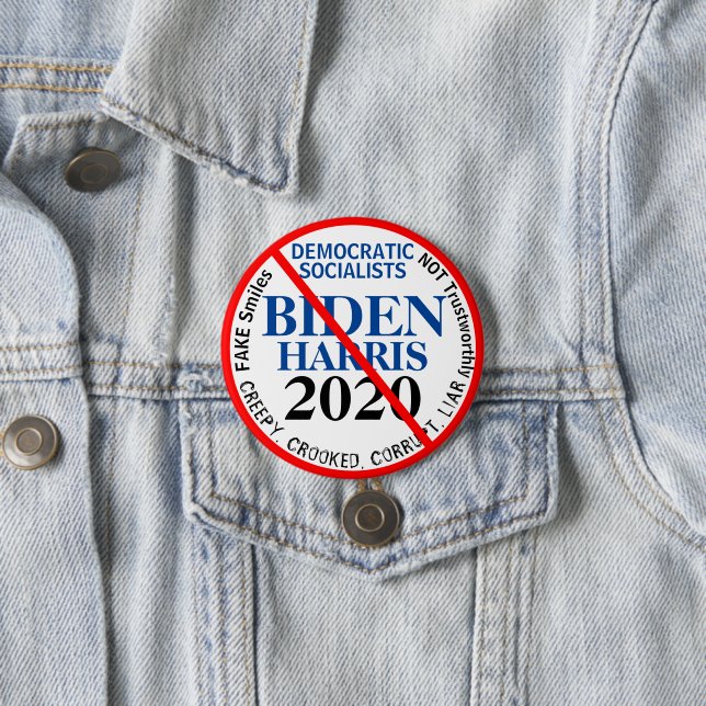 Anti Democratic Biden Harris Edit YEAR 3 Inch Round Button (In Situ)
