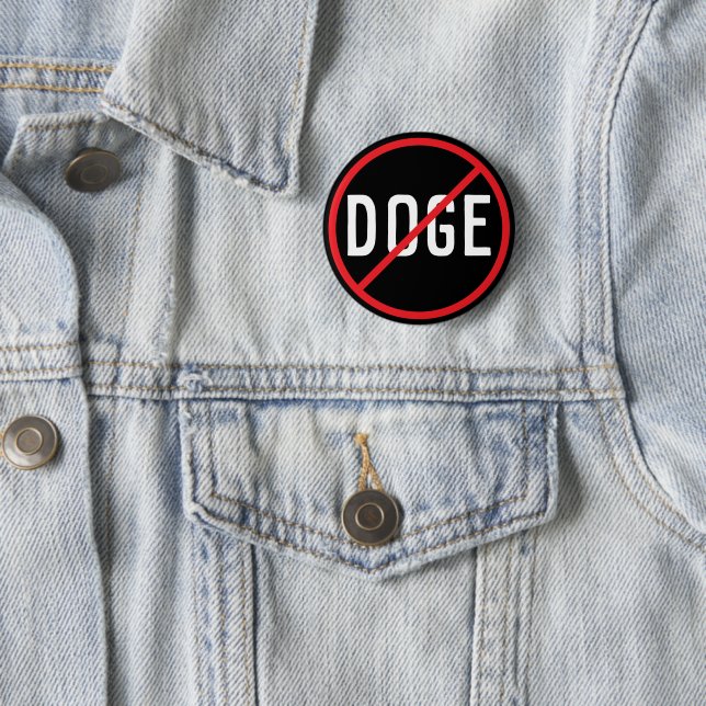 Anti DOGE 2 Inch Round Button (In Situ)