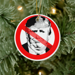 Anti Donald Trump Chin Crossed Out Face Ceramic Ornament