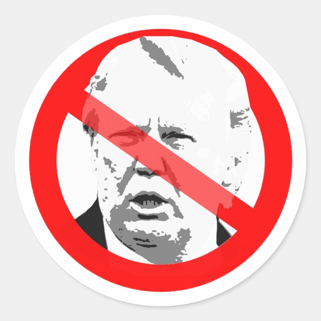 Anti Donald Trump Dementia Crossed Out Face Classic Round Sticker (Front)