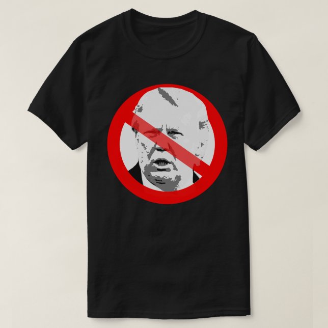 Anti Donald Trump Dementia Crossed Out Face T-Shirt (Design Front)