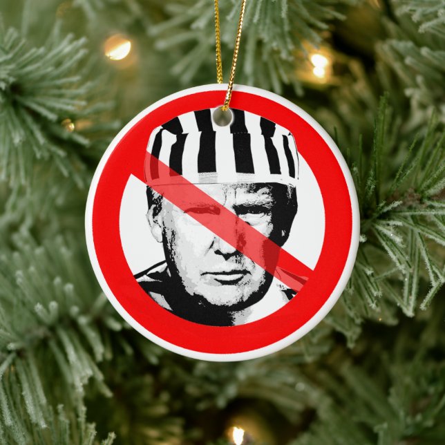 Anti Donald Trump Prisoner Crossed Out Face Ceramic Ornament (Tree)