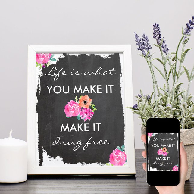Anti Drugs Chalkboard and Floral Awareness Poster (Creator Uploaded)