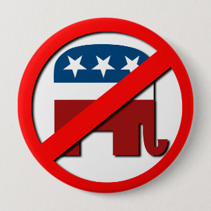 ANTI-ELEPHANT / ANTI-REPUBLICAN 4 INCH ROUND BUTTON