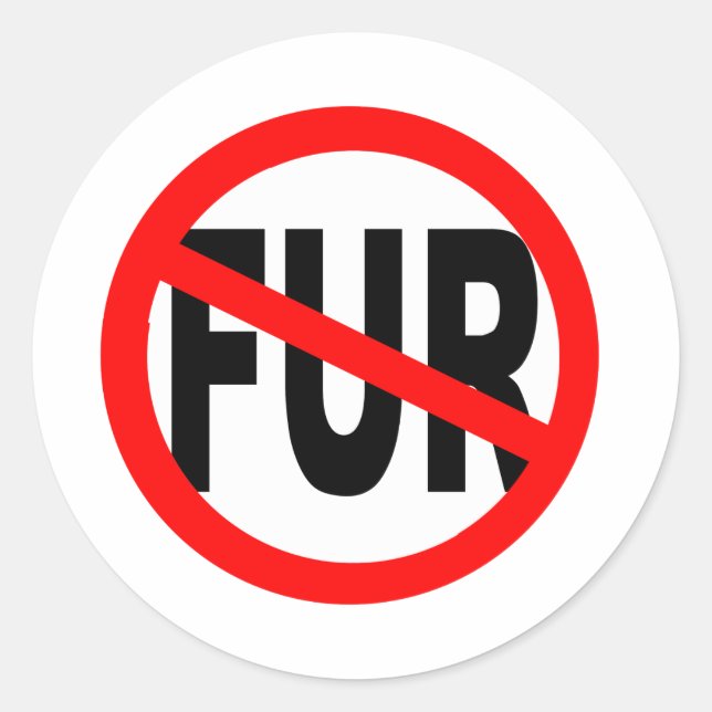 Anti Fur Design Classic Round Sticker (Front)