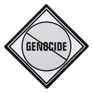 Anti-Genocide Black White Graduation Cap Topper