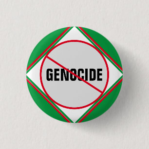 Anti-Genocide Red Green  1 Inch Round Button