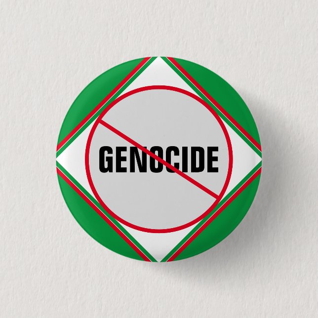 Anti-Genocide Red Green  1 Inch Round Button (Front)