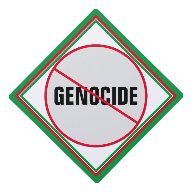 Anti-Genocide Red Green  Graduation Cap Topper (Front)