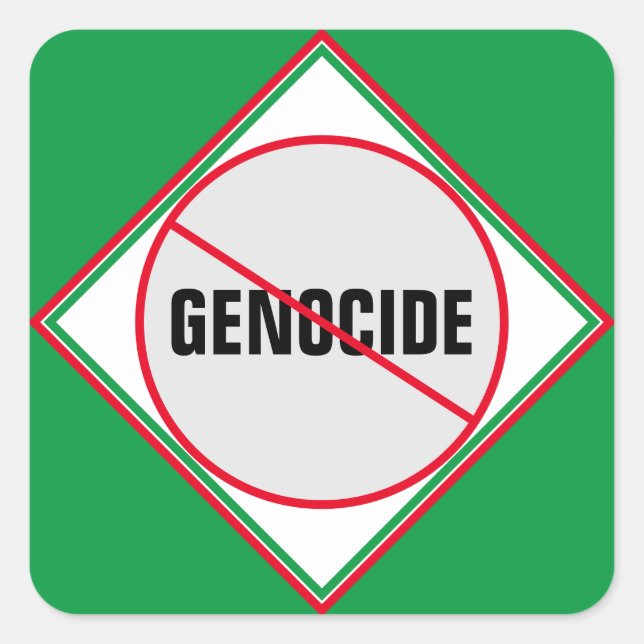 Anti-Genocide Red Green  Square Sticker (Front)