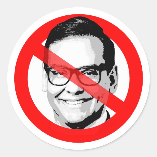 Anti George Santos Crossed Out Face Classic Round Sticker (Front)