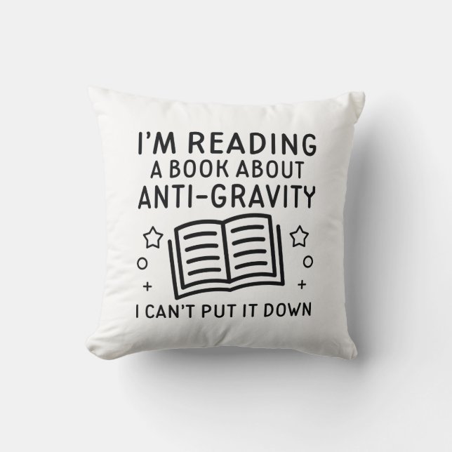 Anti-Gravity Book Throw Pillow (Front)